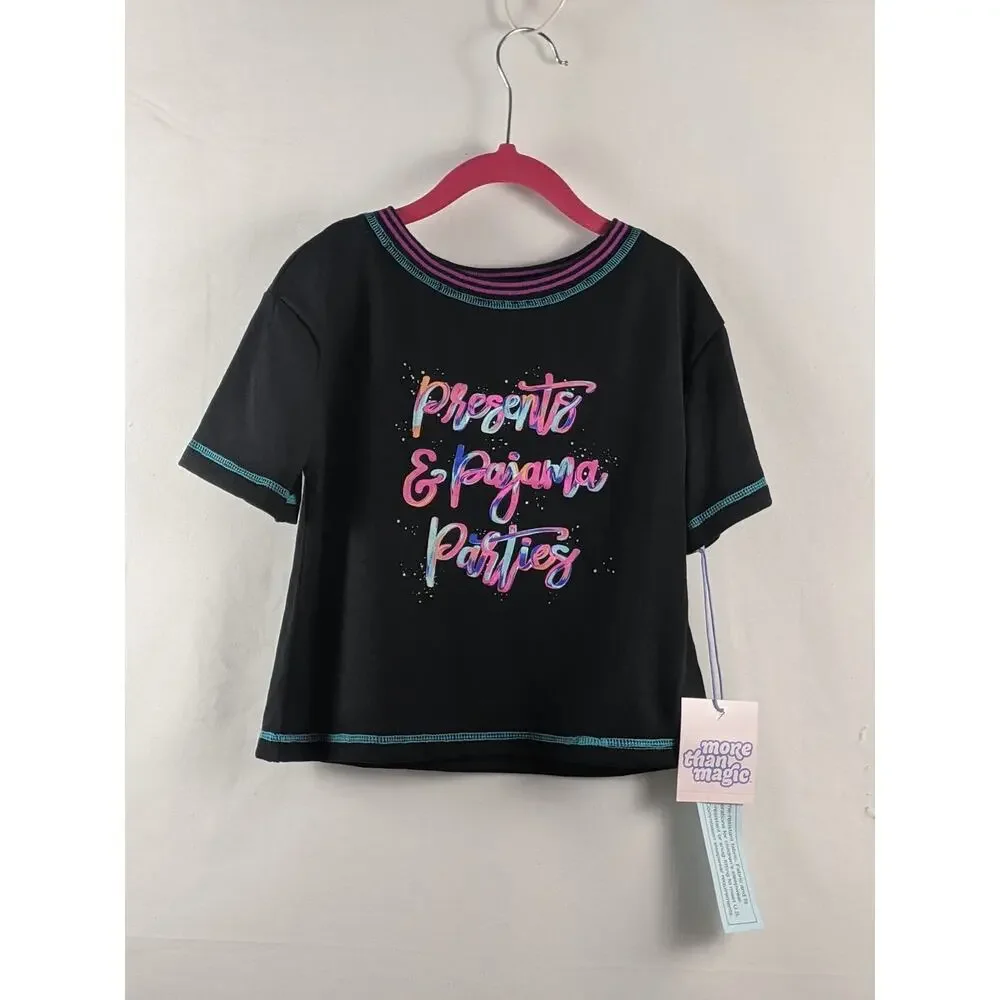 More Than Magic Party Print Pajama Top Black Small Sleepwear‎ Birthday S 6/6X